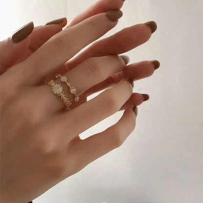 Anello opale fiore pizzo francese retrò