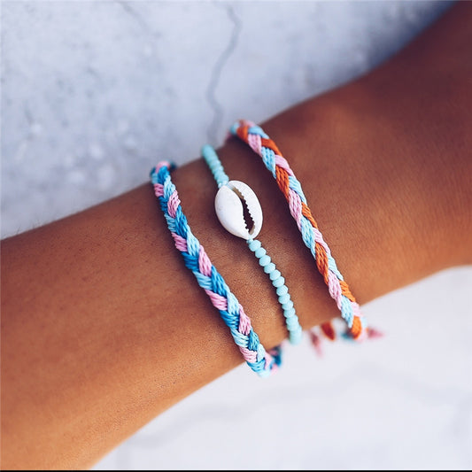 Set 3 Braccialetti Charm Conchiglia