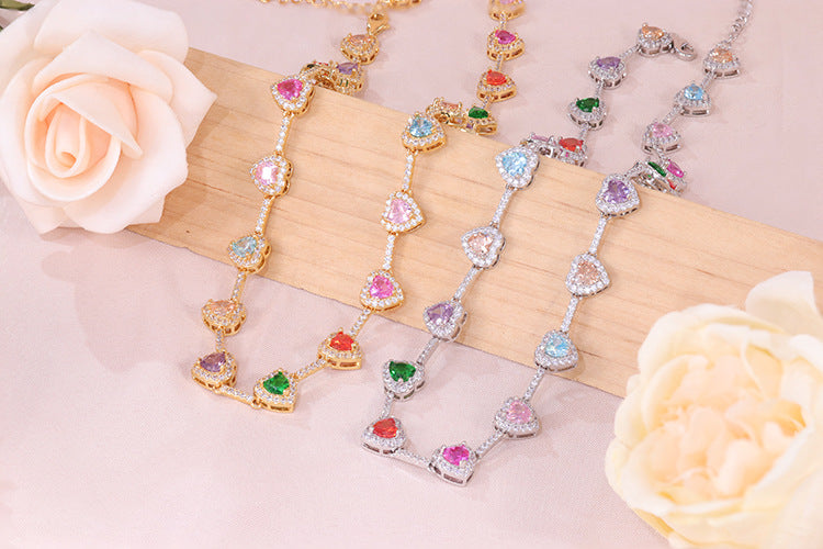 Collana cuore zircone colorata