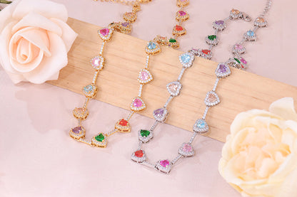Collana cuore zircone colorata