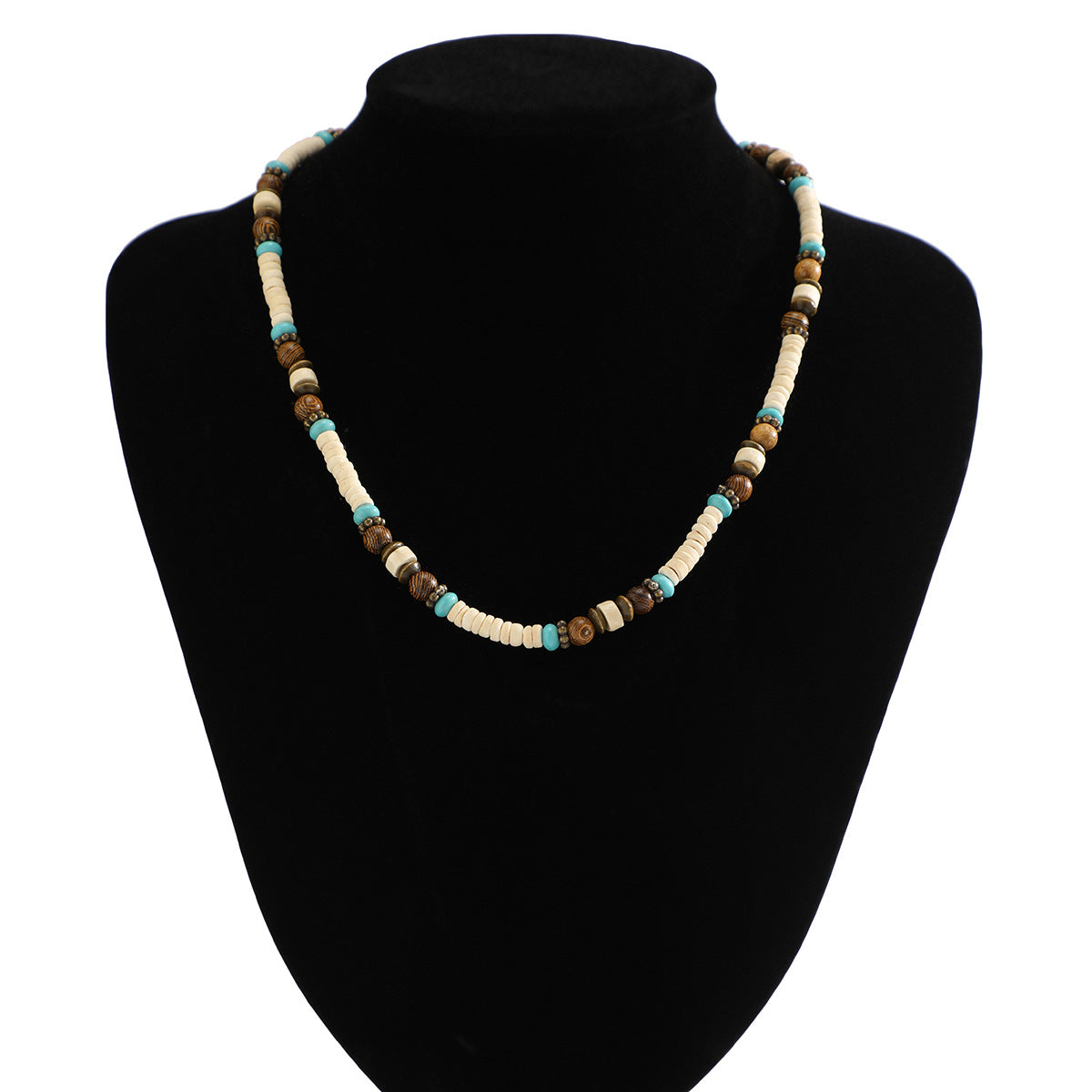 Collana perline legno bohemien