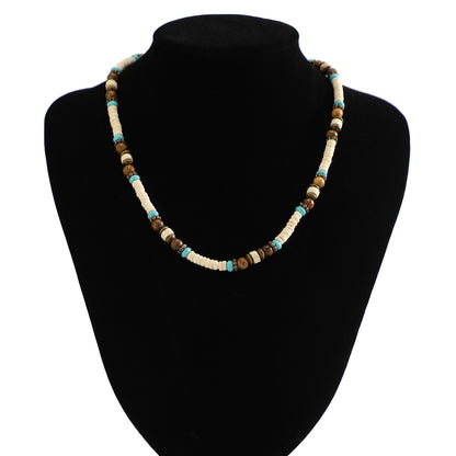 Collana perline legno bohemien