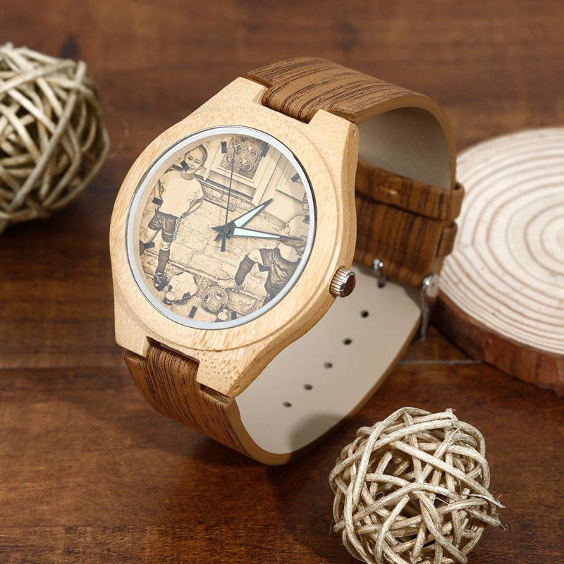Orologio in bambù con foto