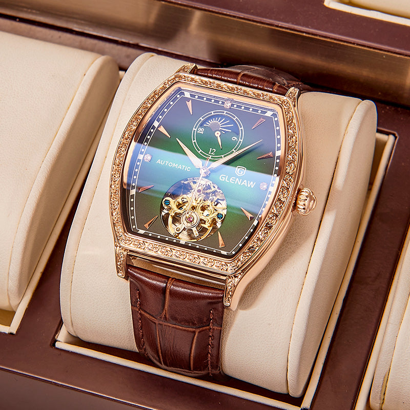 Orologio automatico traforato pelle luminescente
