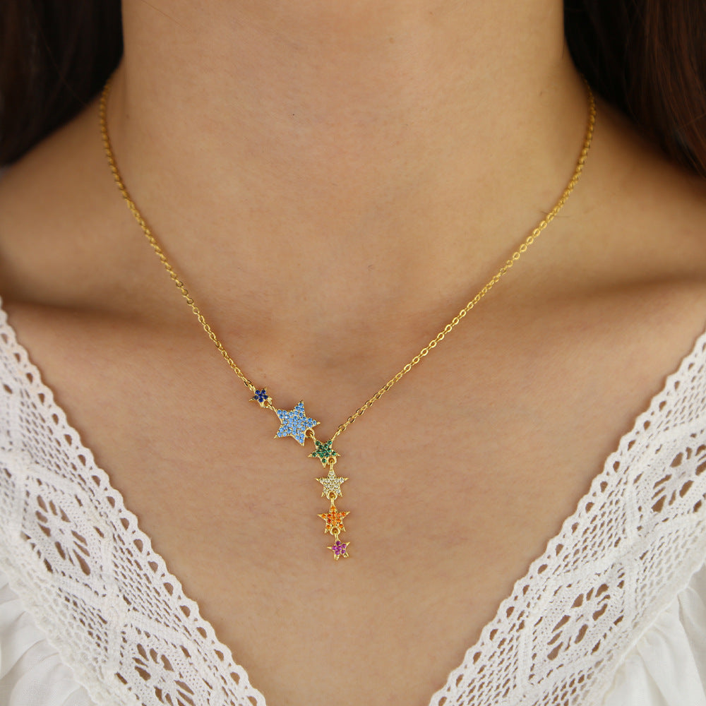 Collana stella zirconi colorata