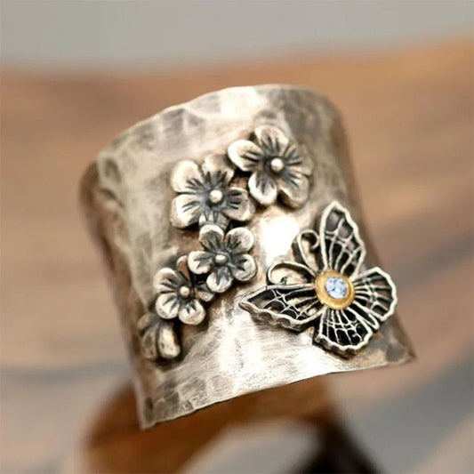 Anello Farfalla Floreale Strass