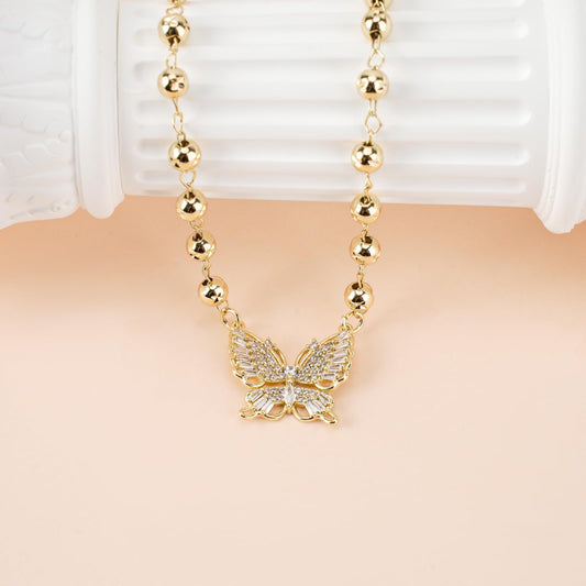 Collana farfalla zirconi in oro regolabile