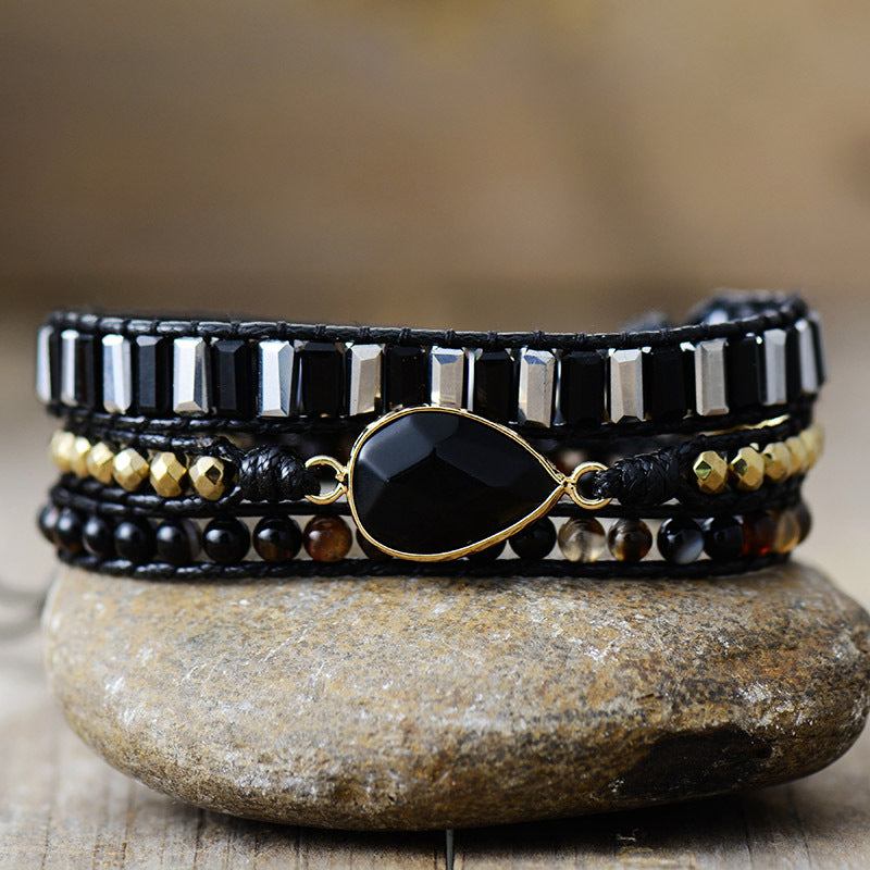Bracciale cuoio e pietra