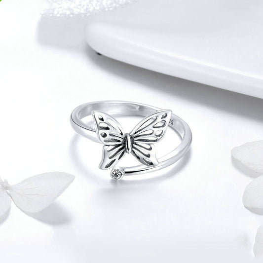 Anello e orecchini farfalla argento