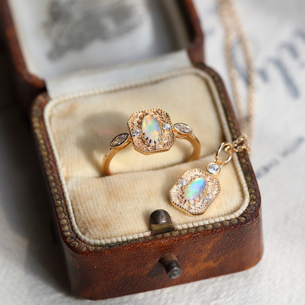 Anello argento 925 spiga opale