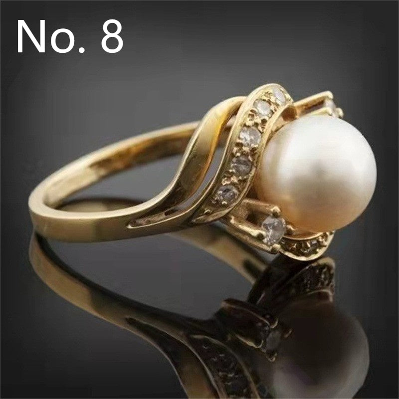 Anello vintage perla strass