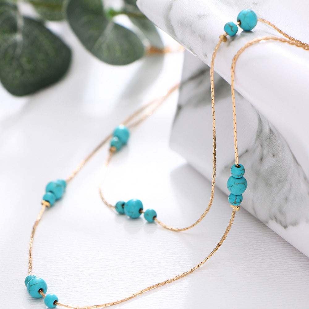 Set collana e orecchini turchese rotondo