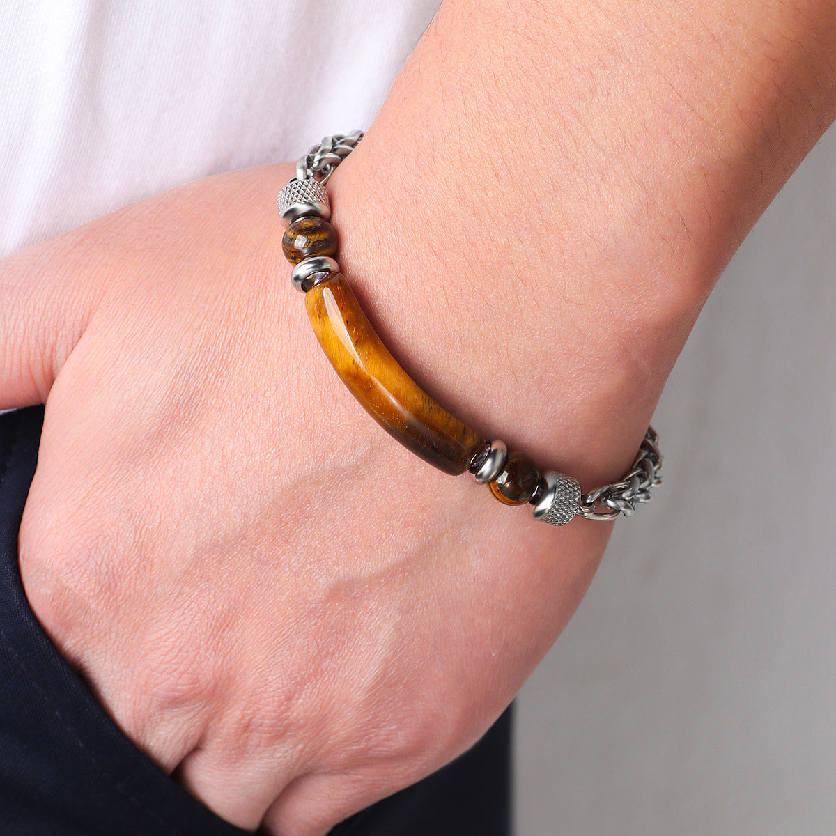 Bracciale occhio di tigre da uomo