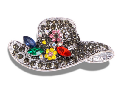 Spilla cappello vintage con strass