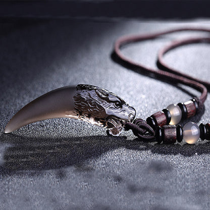 Collana dente di lupo in ossidiana