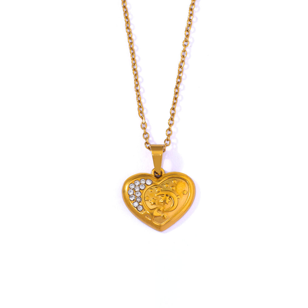 Collana cuore strass intarsiato