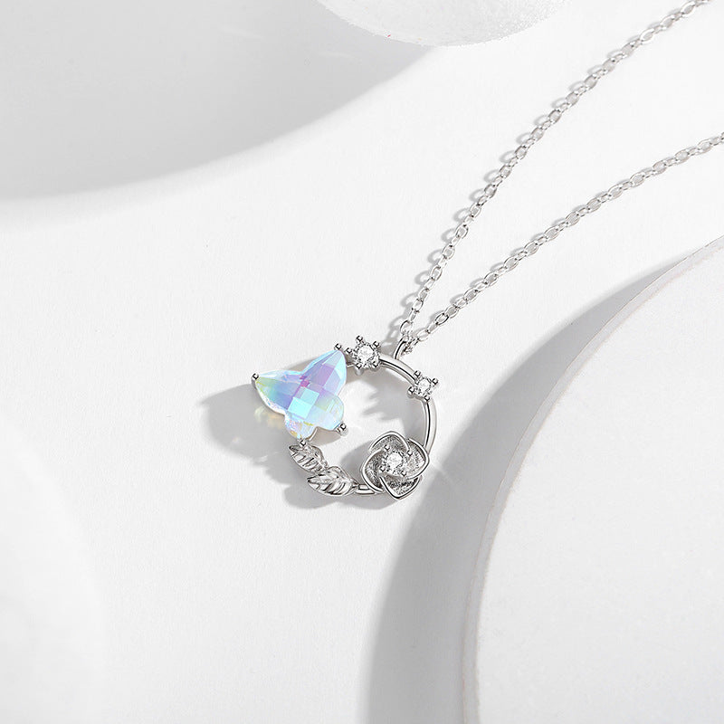 Collana farfalla argento in vetro