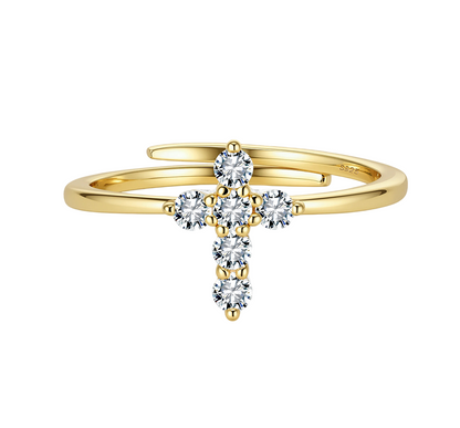Anello croce argento oro
