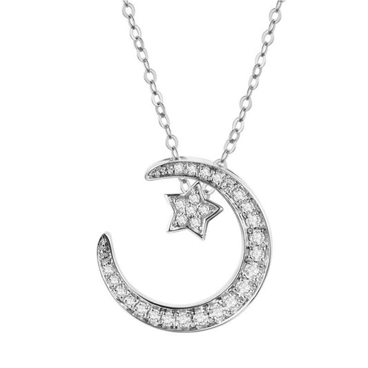 Collana stella e luna con moissanite
