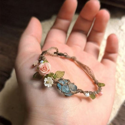 Bracciale acquamarina intrecciato a mano