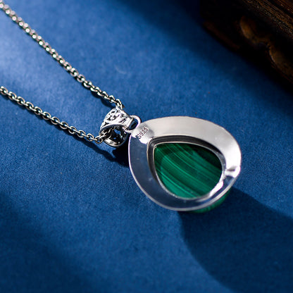 Collana argento ciondolo goccia verde