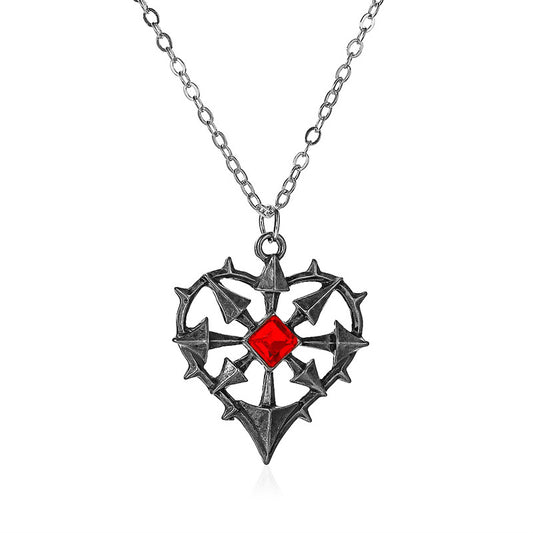 Collana cuore gotico rubino