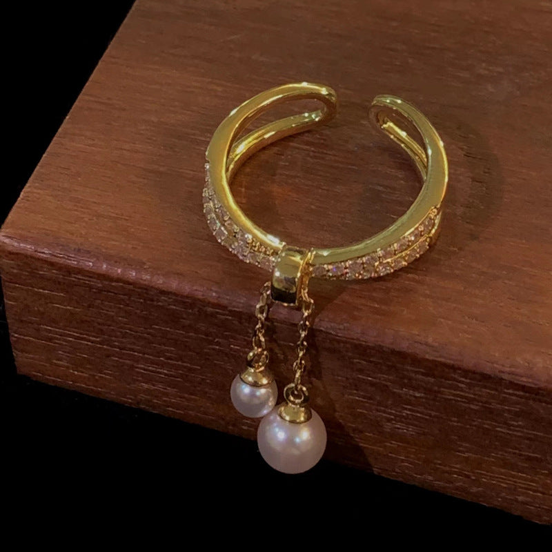 Anello perla barocca doppio strato
