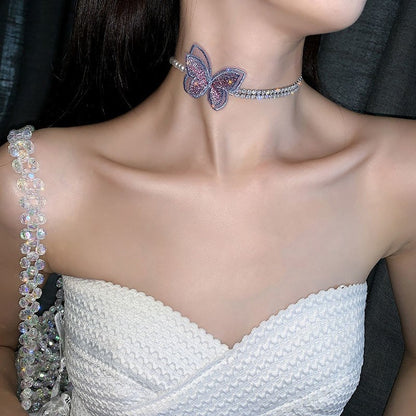 Collana perla farfalla viola