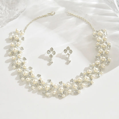 Set gioielli perle a foglia