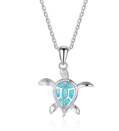 Collana tartaruga turchese opale blu