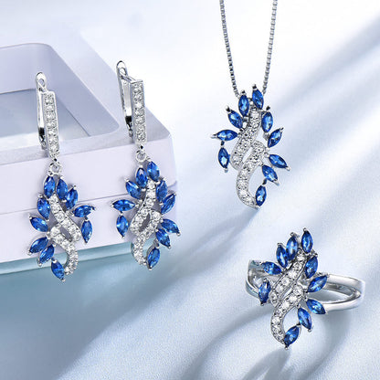 Set foglia zaffiro diamante