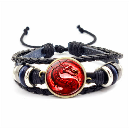 Bracciale pelle intrecciata vintage