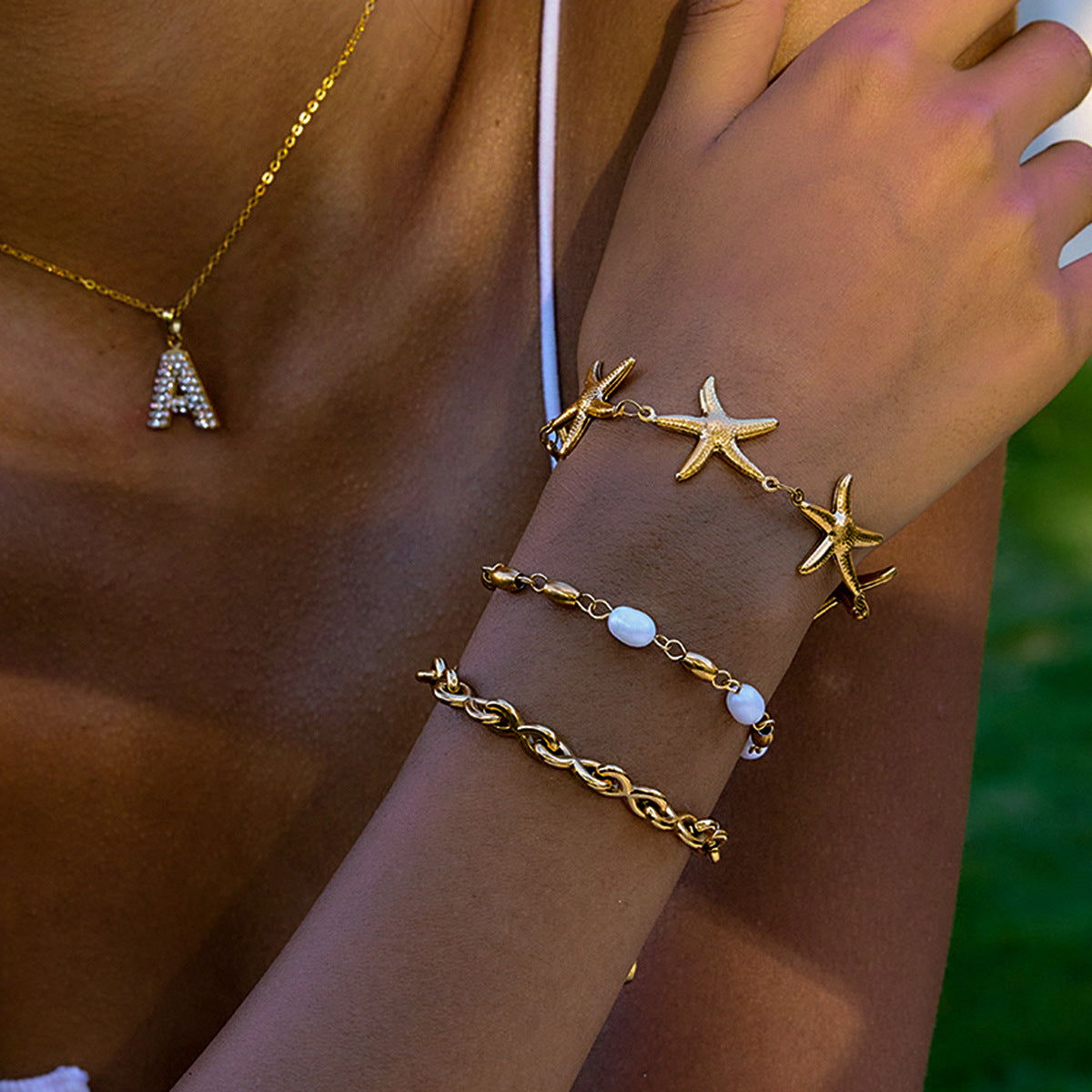 Bracciale titanio e perle