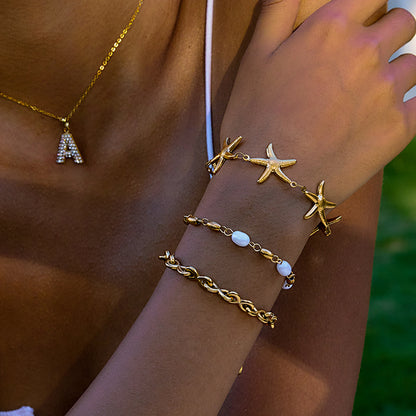 Bracciale titanio e perle