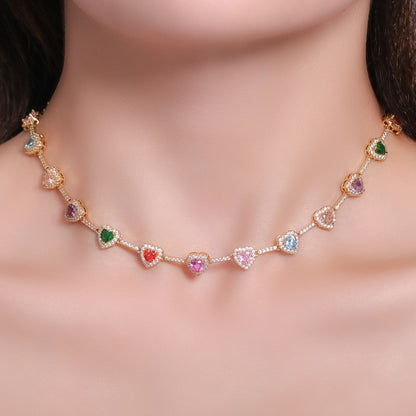 Collana cuore zircone colorata