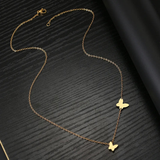 Collana farfalla pendente acciaio inossidabile