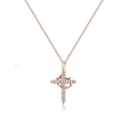Collana croce coronata con zircone