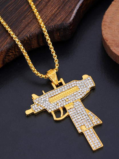 Collana pendente pistola strass