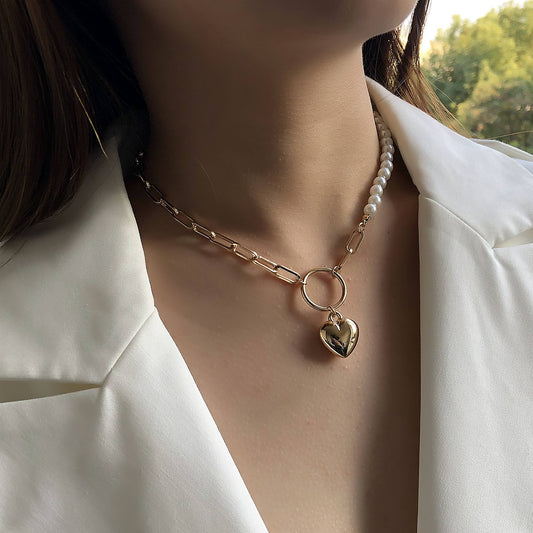 Collana con perla e cuore