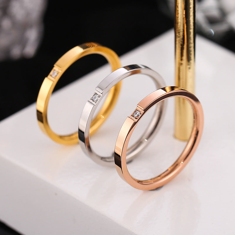 Anello zirconi di coppia in titanio