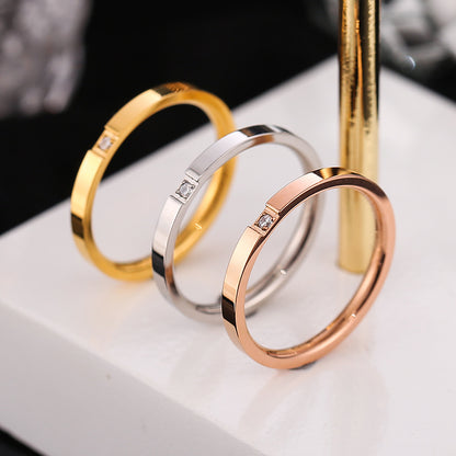 Anello zirconi di coppia in titanio