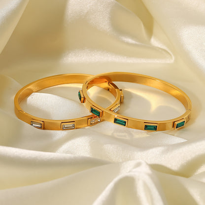 Bracciale titanio con zirconi rettangolari