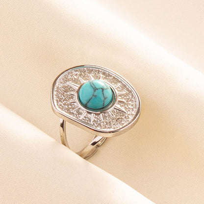 Anello geometrico retrò acciaio inox