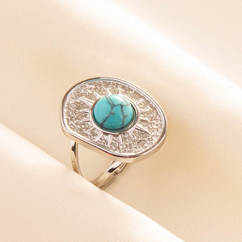 Anello geometrico retrò acciaio inox