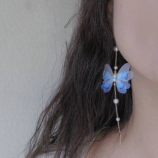 Orecchini farfalla con nappa clip