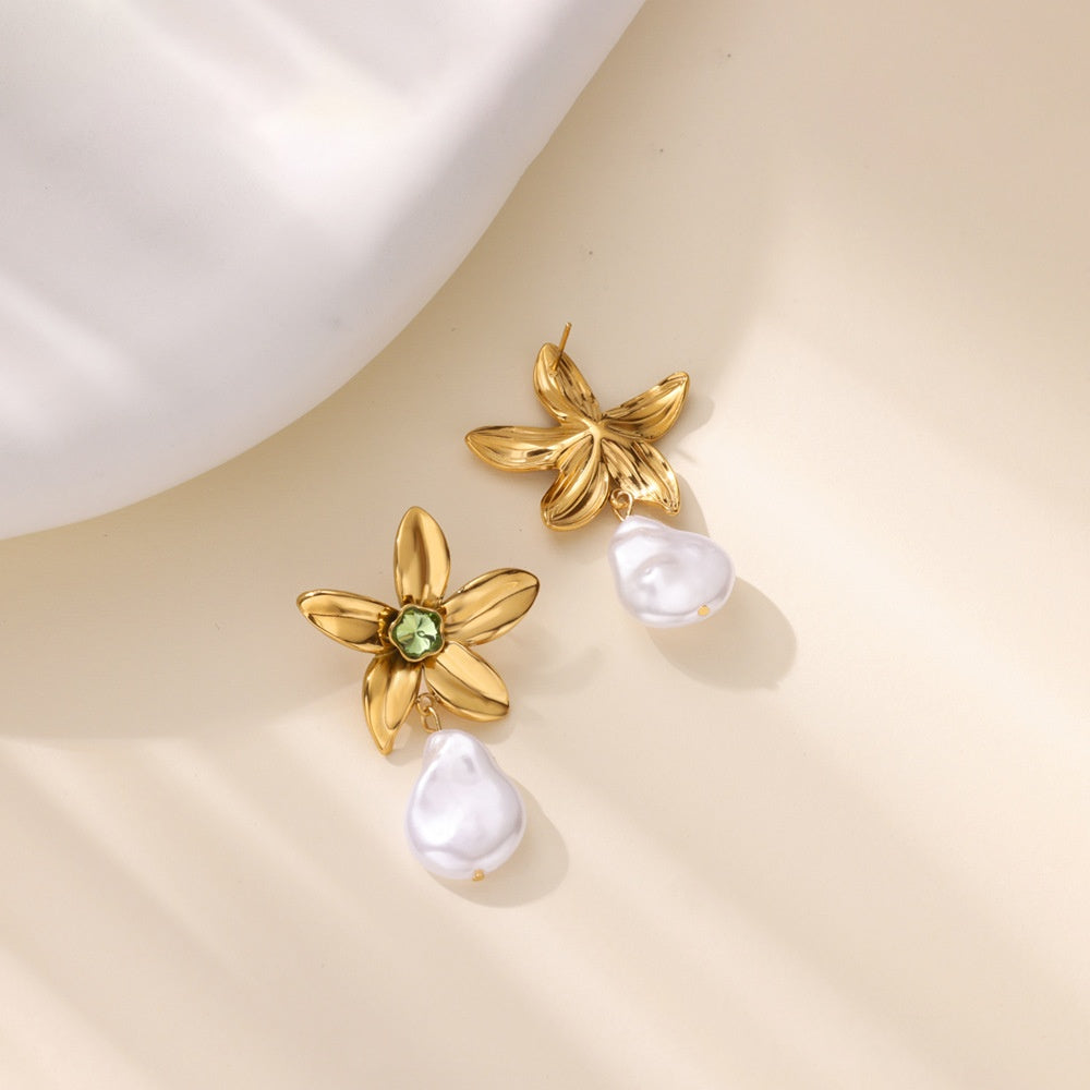 Orecchini fiore zircone verde