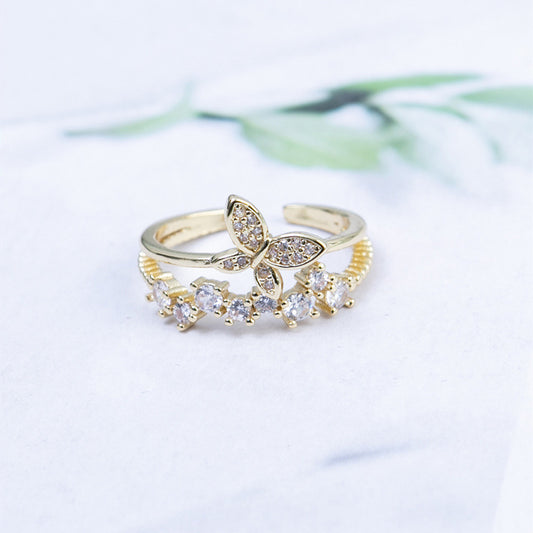 Anello doppia farfalla con diamanti