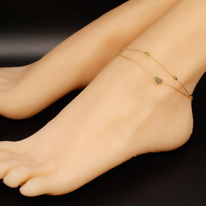 Cavigliera perline cuore