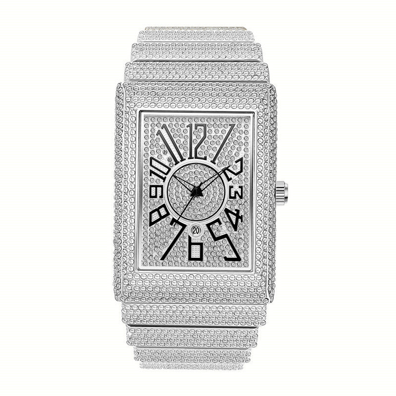 Orologio quadrato con diamanti da uomo