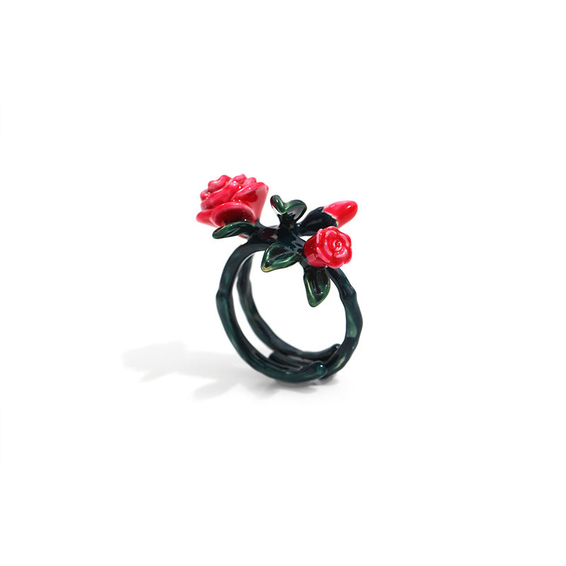 Anello smaltato fiori